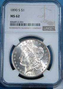 1890-S Morgan Silver Dollar NGC graded MS 62 - Bild 1 von 4