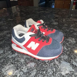 New Balance 574 Toddler Size 6 Red/Blue/Black Suede Shoes Sneakers - Picture 1 of 10