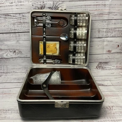 Vintage Royalshire Travel Bar Cups Measure Spoon Lockable Case - Image 1 of 4