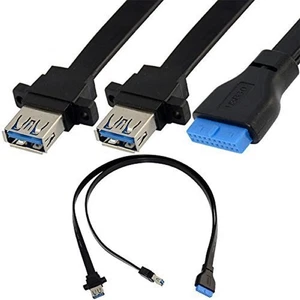 2 Port USB 3.0 A Buchse Schraube Panel Befestigung auf Mainboard 20 Pin Flachkabel Co... - Bild 1 von 9