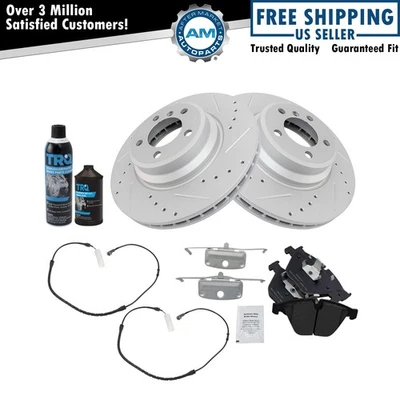 Front Semi Metallic Brake Pad & Performance Rotor w/Wear Sensors Kit for BMW - Image 1 of 4