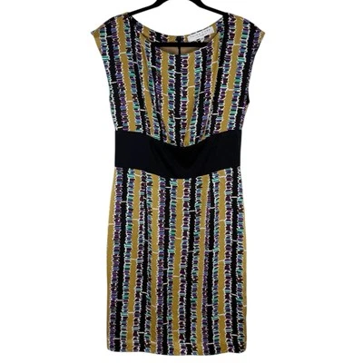 Vestido Vaina Trina Turk Seda Manga Gorra Talla 8 Tono Joya Dorado Fiesta Evento NUEVO Foto 1 de 4