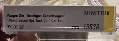 Minitrix 15538 Car Set Compressed Gas Tank Car EVA, Wacker Track N Original Packaging - Image 1 of 3