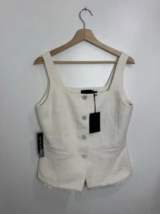Mint Velvet Cream Boucle Waistcoat UK 10 New With Tags - Picture 1 of 9