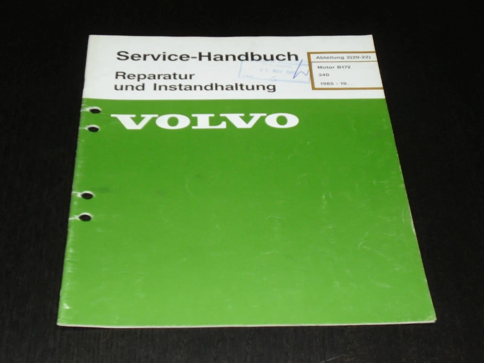 Manuale Di Officina Volvo 340 Motore B 172 Dal 1985 Riparazione - Immagine 1 di 1