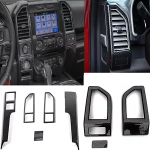 For Ford F-150 F150 2015-2020 Console Air Vent Outlet Trim Covers Kits Carbon US - Picture 1 of 10