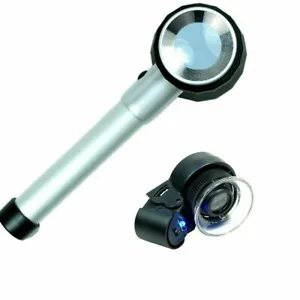 High Quality 10X Optical glass Lighted Magnifier 45X Jewelers Loupe with LED UV - Picture 1 of 12