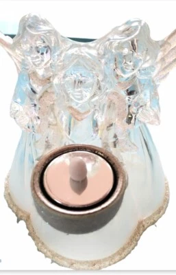 VTG 3 Beautiful Angels/glitter Wings,Plastic Candle Holder,Color Changing Inside - Image 1 of 4