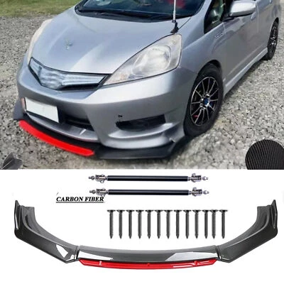 For Honda Fit 2006-2020 Front Bumper Lip Splitter Spoiler Body Kit Carbon Style - Image 1 of 4