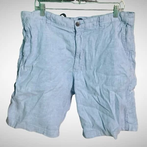 Tommy Bahama Short Mens 38 Linen Blend Blue Chino Pre Owned Flat Front - Picture 1 of 7
