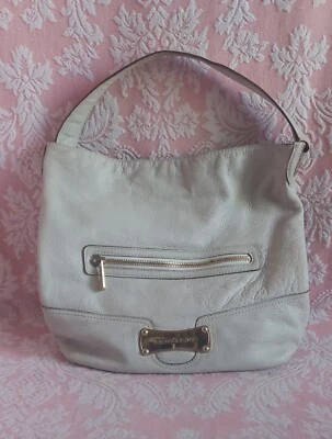 *Bolsa de mão em excelente estado usado Michael Kors marfim/creme grande couro seixo ferragem dourada AV1010* - Imagem 1 de 4