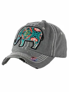 Gorra de béisbol Ceci® para mujer 'elefante' envejecida vintage bordada sombrero de papá - Imagen 1 de 20