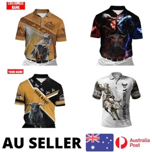 Bull Riding Shirt Rodeo Country Horse Riding Custom Name Polo Shirt - AU Stock - Bild 1 von 14