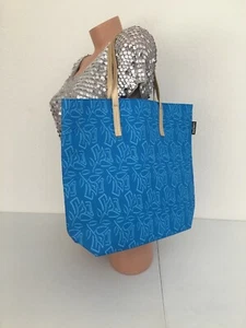 NUOVA borsa tote donna Lancome shopper shopping borsa a mano blu crema floreale - Foto 1 di 2