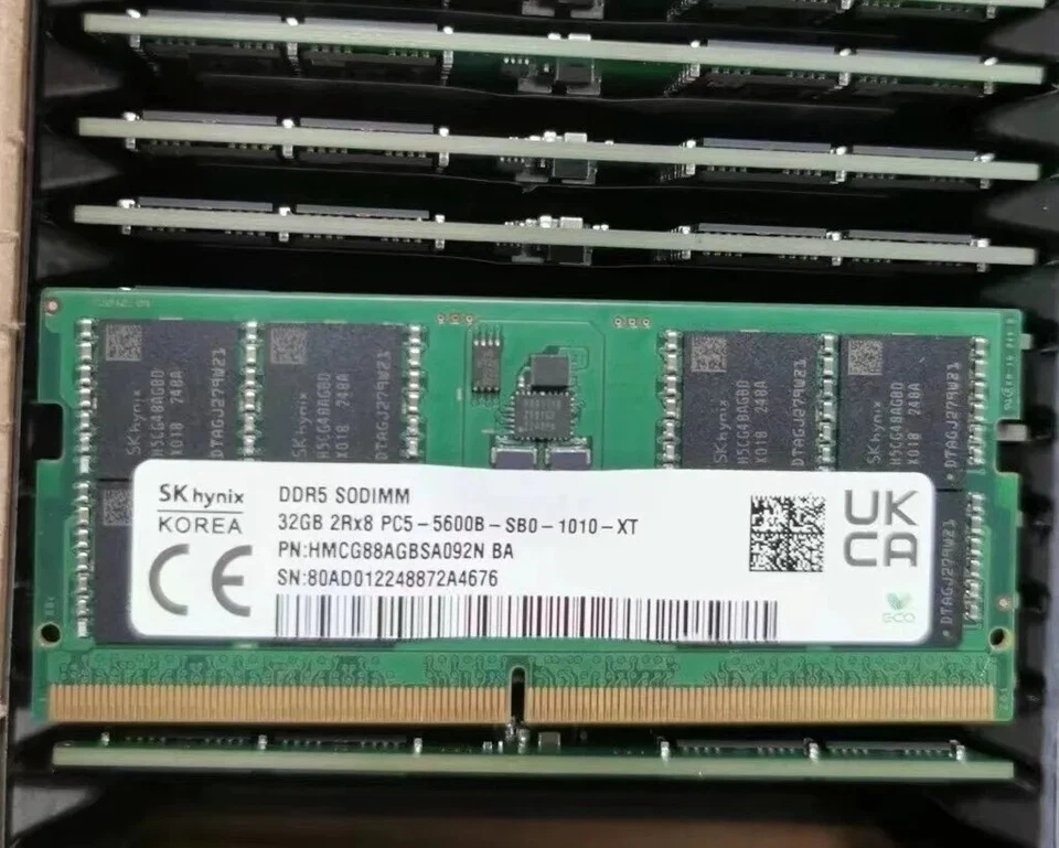 SK hynix 32GB DDR5 5600MHz Laptop SODIMM RAM 2Rx8 PC5-5600B-SB0 HMCG88AGBSA092N - Image 1 of 4