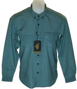 Nueva Camisa Para Hombre Gabicci Vintage Manga Larga Pequeña Mediana Cuello Abotonado Jade - Imagen 1 de 6