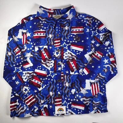 Collections ETC Patriotic Flag Buttondown Shacket Jacket Size L NWT - Image 1 of 4