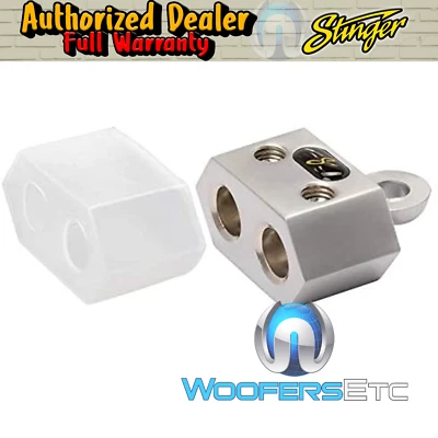 STINGER SHT204 CHROME HIGH CURRENT TRANSFER 4 GAUGE OUTPUTS DUAL RING TERMINAL - Image 1 of 3