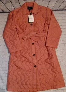 New Who What Wear Light Pink Belted Long Quilted Puffer Jacket Womens Size Small - Picture 1 of 7