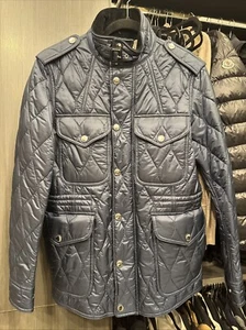 Burberry Brit Corduroy Collar Diamond Quilted Jacket Auth Men Size S Navy Blue - Picture 1 of 11