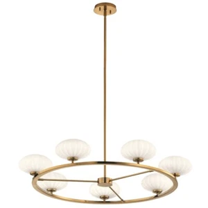 Kichler Pim 40" 7 Light Round Chandelier, Satin Etched Opal, FoxGold - 52225FXG - Picture 1 of 1