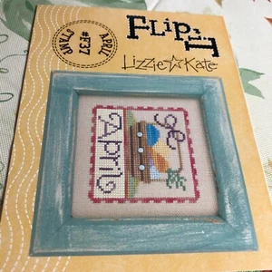 Lizzie*Kate Flip It "April" #F37 Kreuzstich mit Knöpfen - Bild 1 von 2