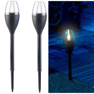 Lunartec 2er-Set Solar-Akku-Gartenfackeln, LED in Flammen-Optik, Flackerlicht - Bild 1 von 4