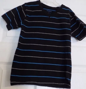 Boy's Black Gray & Blue Short Sleeve Galaxy By Harvic Shirt Size 5 Striped - Picture 1 of 4