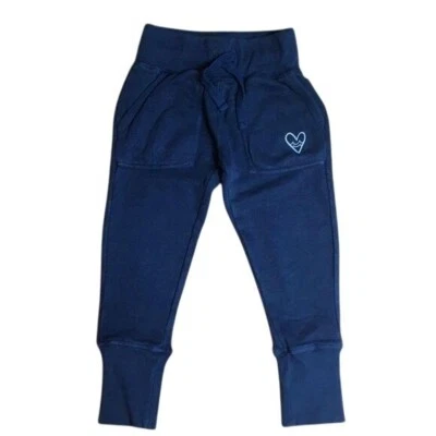 Pantalones deportivos Gymboree para niñas talla 4 azul cintura elástica con corazón blanco Foto 1 de 3