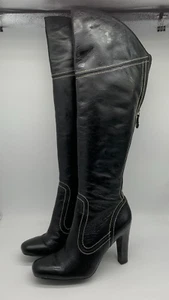 Karen Millen over knee boots EU40 UK 7 VGC heels black patent leather - Picture 1 of 14