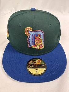 Detroit Tigers 2000 Comerica New Era Green Blue Fitted Hat Cap RARE Size 7 1/8 - Picture 1 of 7