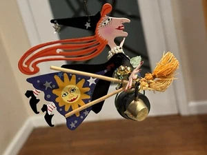 Fanciful Flights Karen Rossi Witch Ornament Hanging Metal Art Halloween Figurine - Picture 1 of 14