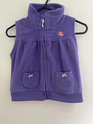 Acogedor chaleco polar púrpura liso bordado flor Carter's Baby Girls púrpura 9 M Foto 1 de 4
