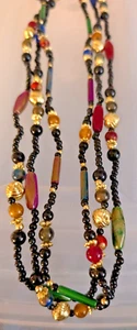 Vintage 28 inch Various Color Beaded 3 Layer Necklace - Picture 1 of 4