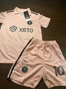 Messi #10 Miami Kids XBTO Soccer Jersey and Shorts Set - Youth Size 20 - Picture 1 of 5