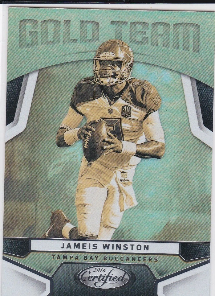 Tarjeta de fútbol americano certificada JAMEIS WINSTON 2016 Leaf Gold Team TB BUCS SAINTS! Foto 1 de 2