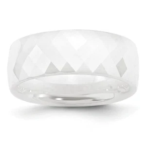 Ceramic White Faceted 8mm Polished Band - Picture 1 of 15