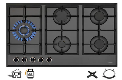 Phoenix PG-901LT gas hob gas cooker 5 burner glass self-sufficient propane/natural gas, H-gas - Image 1 of 3