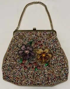 Vintage Soure Tasche New York 40er Jahre skurril Blumen Stickerei Design Sammlerstück - Bild 1 von 9