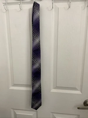 Perry Ellis Portfolio Neck Tie Polyester Classic Designer Purple Gray - Image 1 of 4