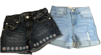 Pantalones Cortos de Jeans Guess Corte Oscuro Y Pantalones Cortos de Jeans Denim Diva con Puños Niñas Talla 10 Foto 1 de 4
