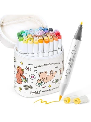 Marcadores de arte Ohuhu x Bobbie Goods Honolulu B 48 cores pontas duplas álcool - Imagem 1 de 3