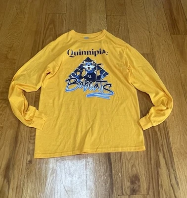 Quinnipiac University Bobcats Men’s Adult Medium Yellow Long Sleeve Heavy Cotton - Image 1 of 4