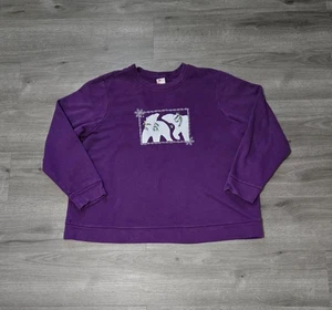 Holiday Editions Crewneck Sweatshirt Women's 2X Purple 3D Puff Polar Bear - Picture 1 of 10
