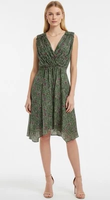 VTG Y2K Silk Handkerchief Hem Floral Dress Sz 0 Fairy Feminine Romantic - Image 1 of 4