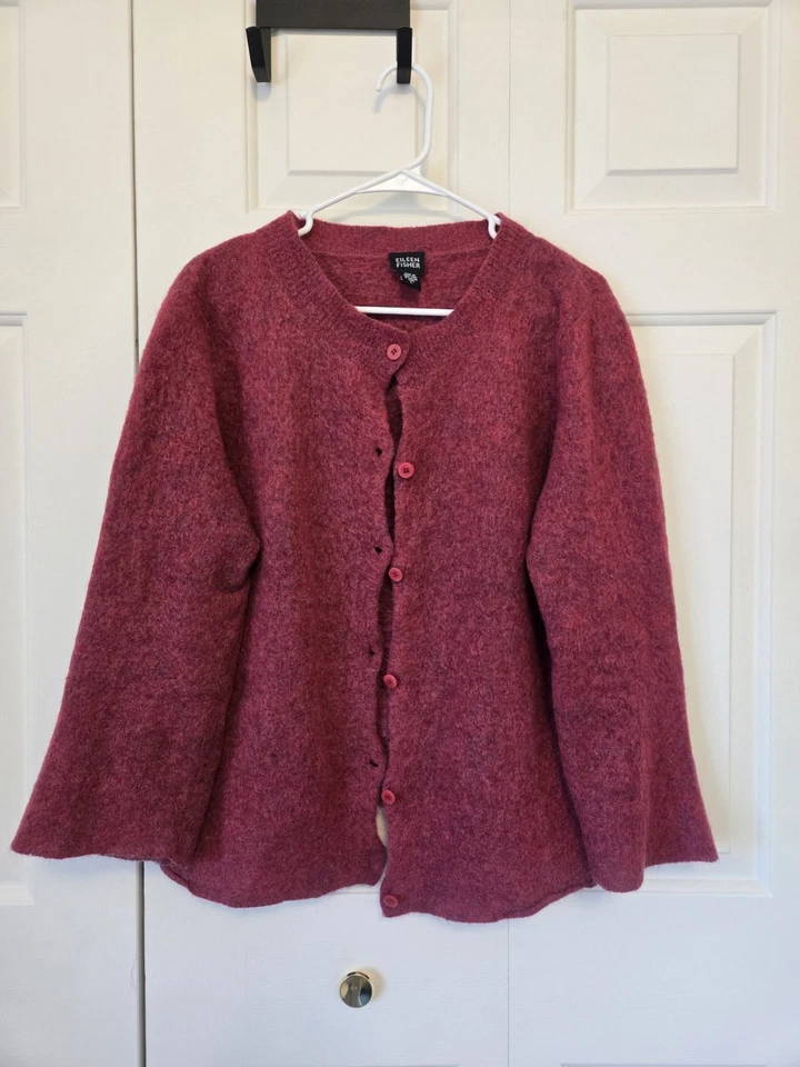 Плюшевый кардиган на пуговицах Eileen Fisher Mohair Mélange свитер большой размер - Изображение 1 из 4