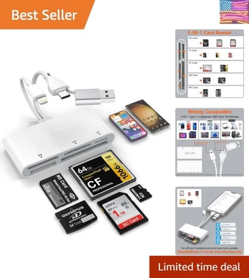 Advanced 5-in-3 Memory Card Reader - Rapid Data Transfer for All Devices - Image 1 of 4