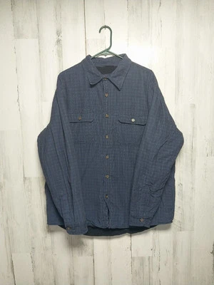 Camisa forrada de lana Covington para hombre talla L azul pana a cuadros Foto 1 de 4