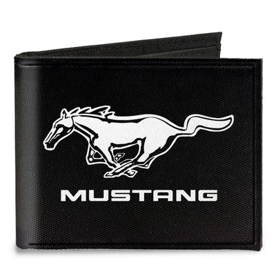 Canvas Bi-Fold Wallet Ford Mustang Black/White Logo CENTERED - Image 1 of 3