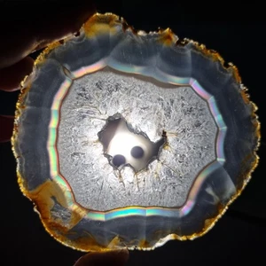 238.60 Ct Big Round Slice Rainbow Iris Agate, Rare Agate Indonesia Iris Agate - Picture 1 of 6